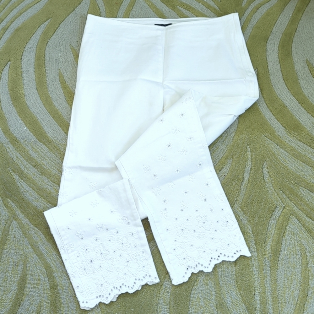 Havenbleu - Pants with crystal eyelet embroidered leg